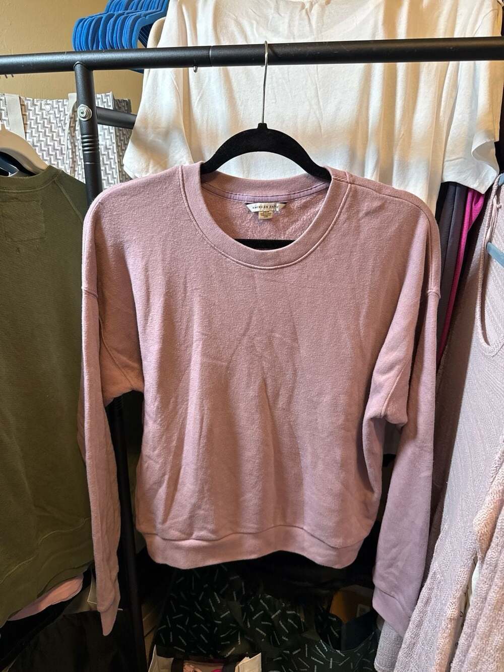 American Eagle Soft & Sexy Rose Pink Fleece Crewneck Sweatshirt Size S